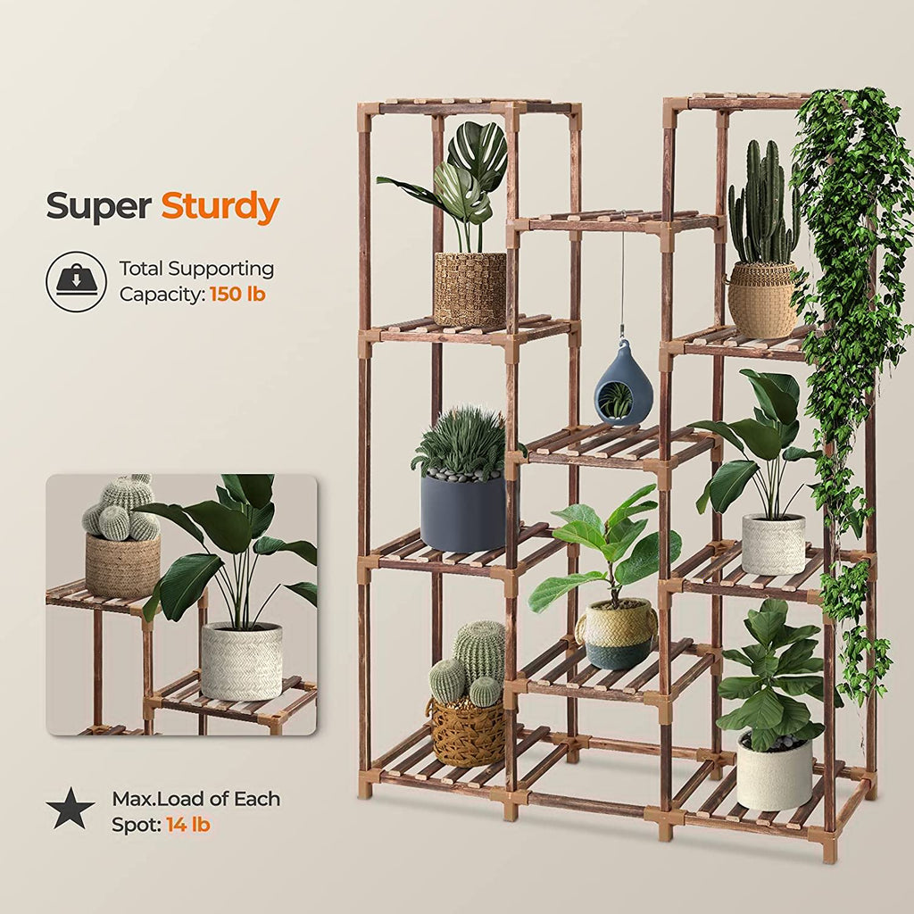 11-Tire Tall Wood Plant Stand Q2626