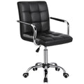 Black Faux Leather Swivel Office Chair with Wheels S516