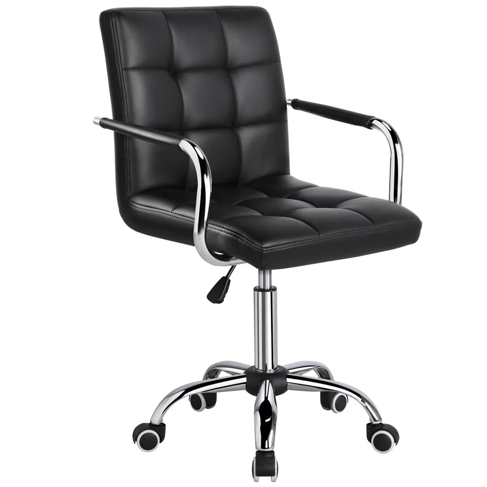 Black Faux Leather Swivel Office Chair with Wheels S516