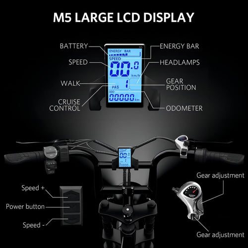 20" Fat Tire 750W 48V 15Ah 7-Speed Electric Bike Black E52751