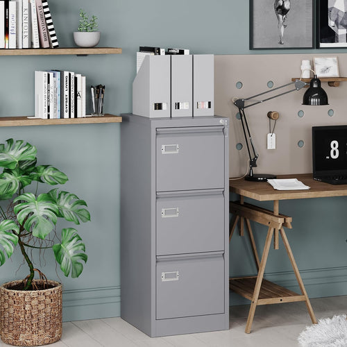 3 Drawer Grey Metal File Cabinet G808812