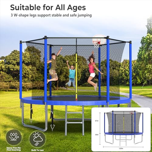 16FT Trampoline with Enclosure and Basketball Hoop W610
