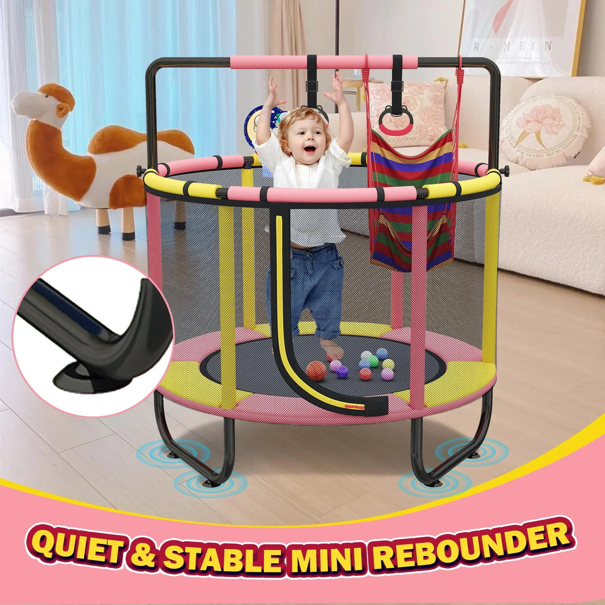 Mini Trampoline with Enclosure and Basketball Hoop N7623