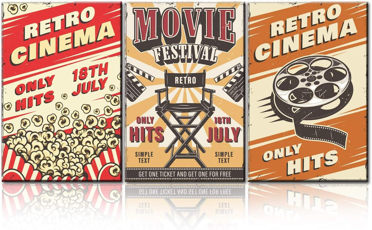 Vintage Film Clapper Movie Projector 5 Piece Canvas Wall Art V12305
