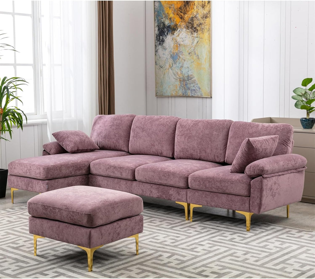 Purple Polyester U-Shape Sectional Sofa O8742