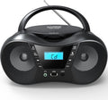 Portable CD Player Boombox with FM Radio, Bluetooth, LCD Display, USB/AUX Input, AC/Battery Powered N15896
