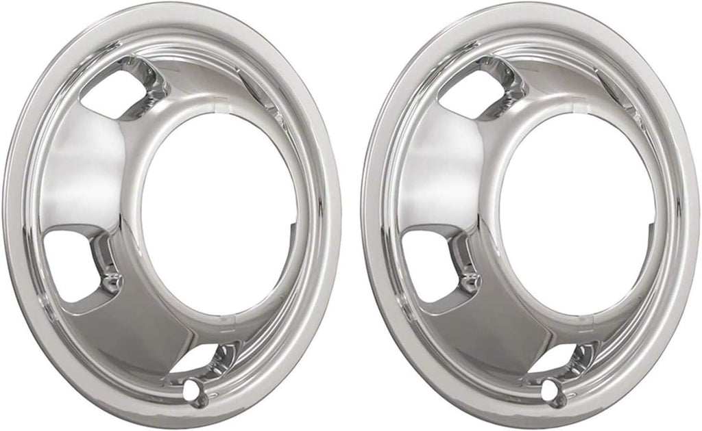 2 New Chrome 17 inch Front Wheel Skins Hubcaps Covers Pair W721