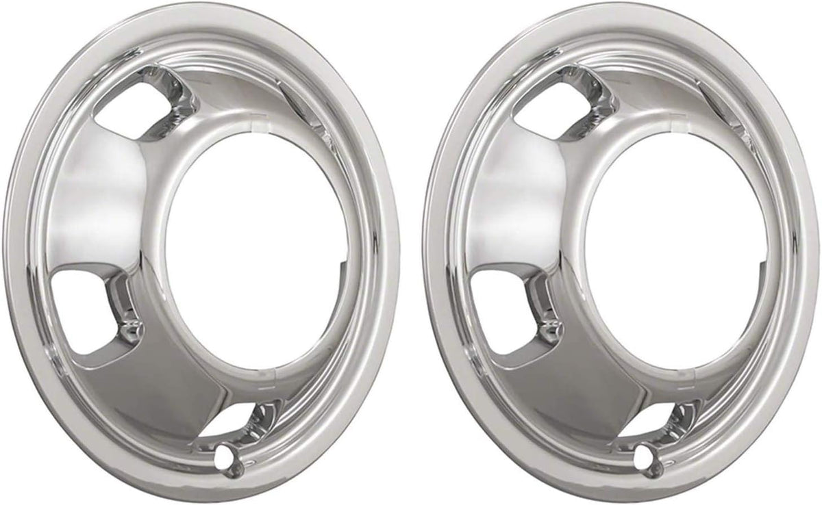 2 New Chrome 17 inch Front Wheel Skins Hubcaps Covers Pair W721