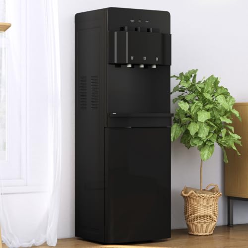 Black Bottom Loading Water Cooler Dispenser with 3 Temperature Settings L54563