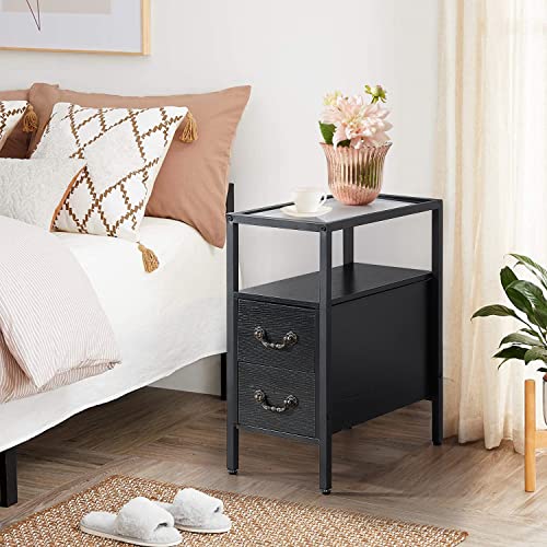 Set of 2 Brown Tall Night Stands with Drawers and Shelf A154668