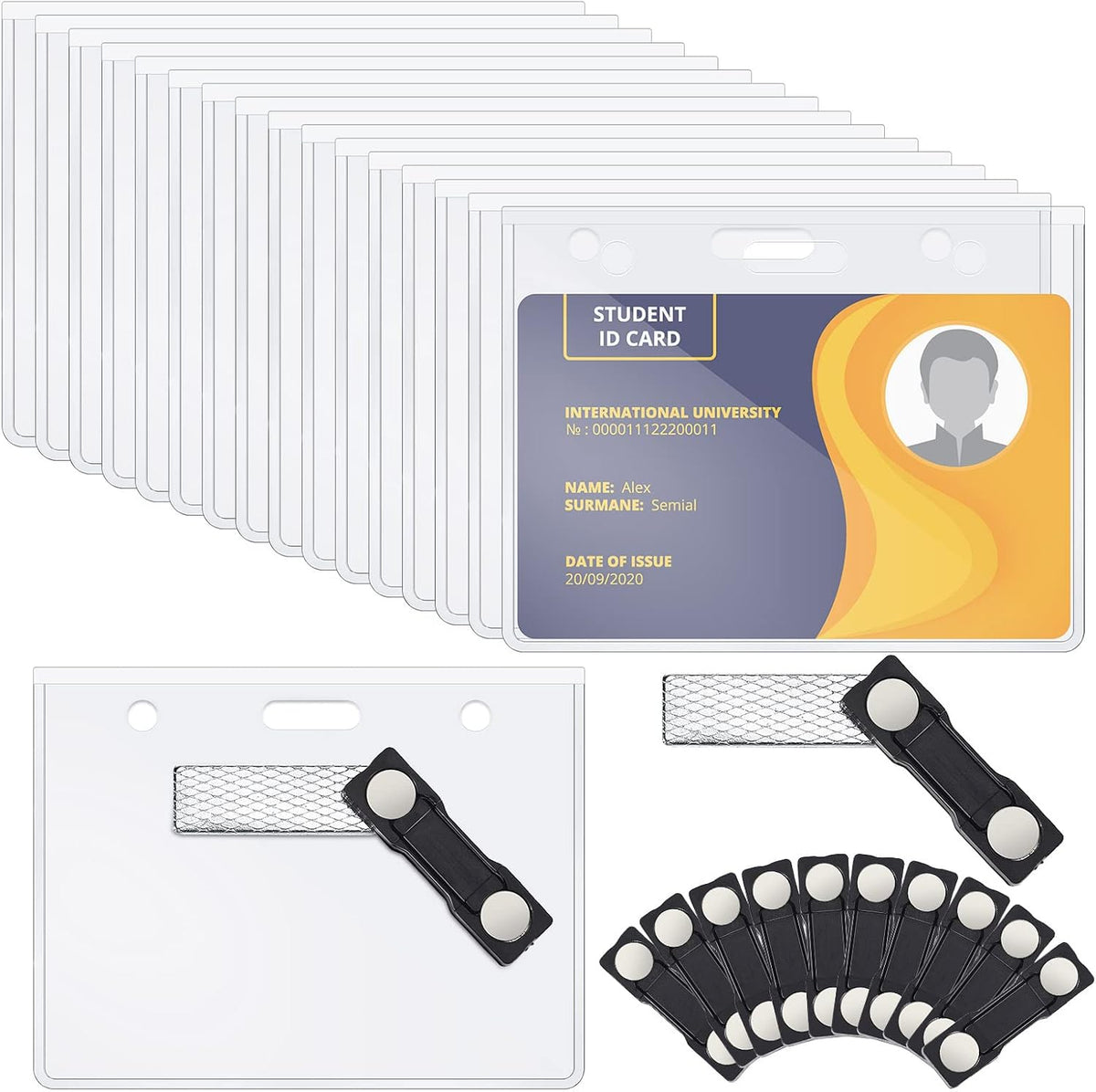 50 Sets 4 x 3 Inch Clear Magnetic Name Badge Holder Kit K5596
