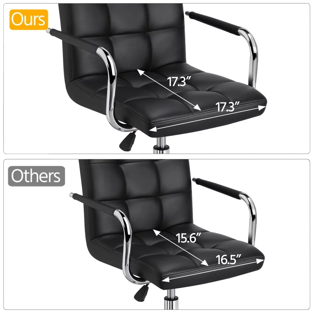 Black Faux Leather Swivel Office Chair with Wheels S516