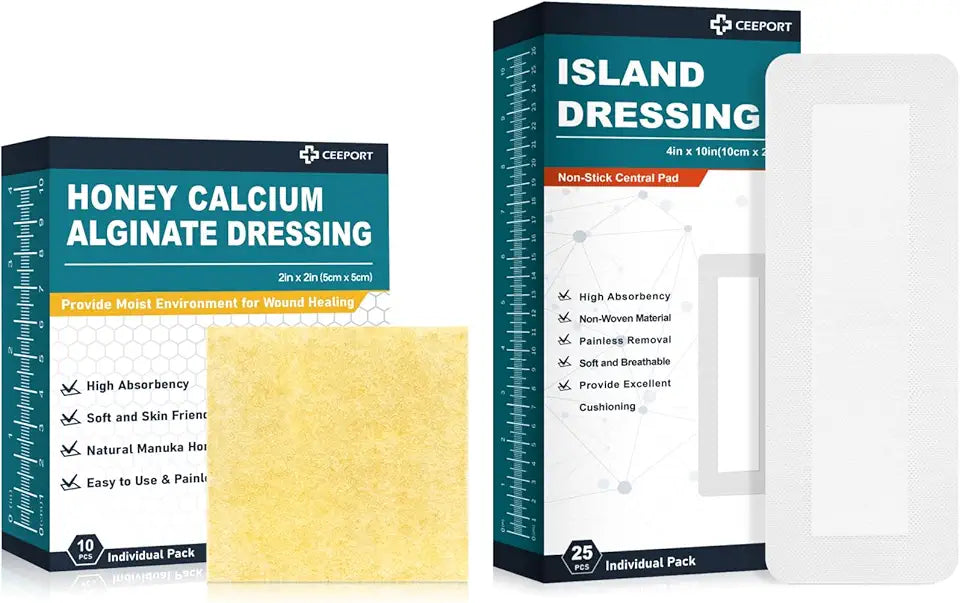 Calcium Alginate Dressing 2" x 2" 10 Pack and 4''x10'' 25 Pack Z326