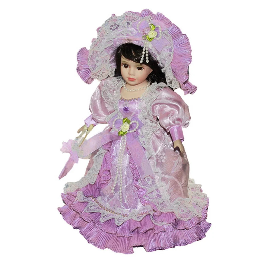 Victorian Porcelain Girl Dolls with Wooden Stand U66525