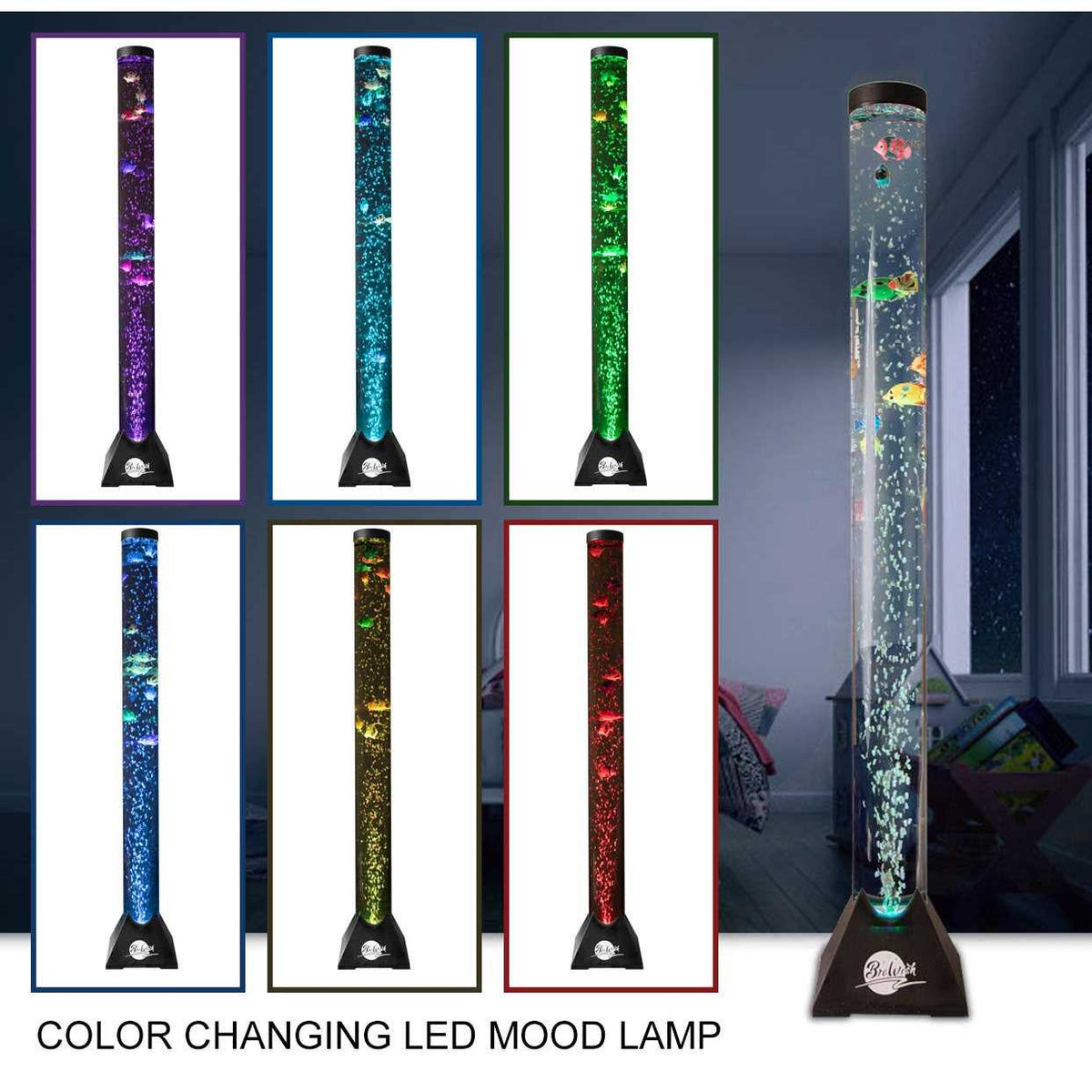 4FT LED Water Bubble Fish Tube Floor Lamp with 20 Color Changing Light Effects P2615