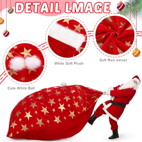 56 x 36 Inch Extra Large Velvet Santa Gift Sack with Drawstring P6454