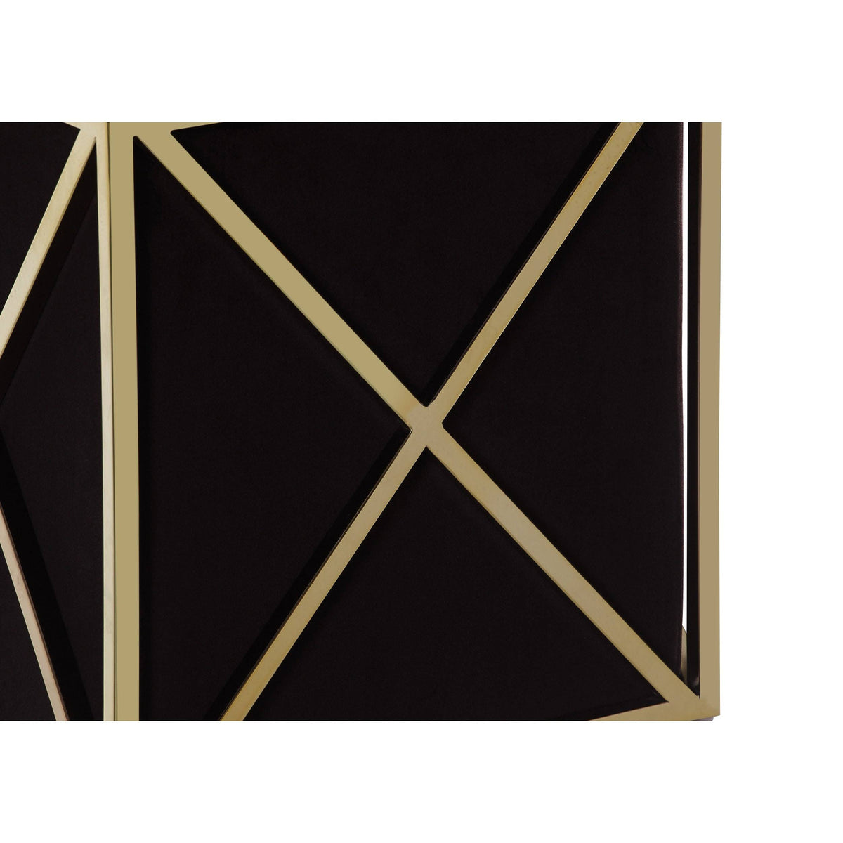 Black Velvet Ottoman with Brass Finished Stainless Steel Frame X885