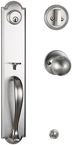 Satin Nickel Single Cylinder HandleSet with Deadbolt and Knob Door Handle F7671