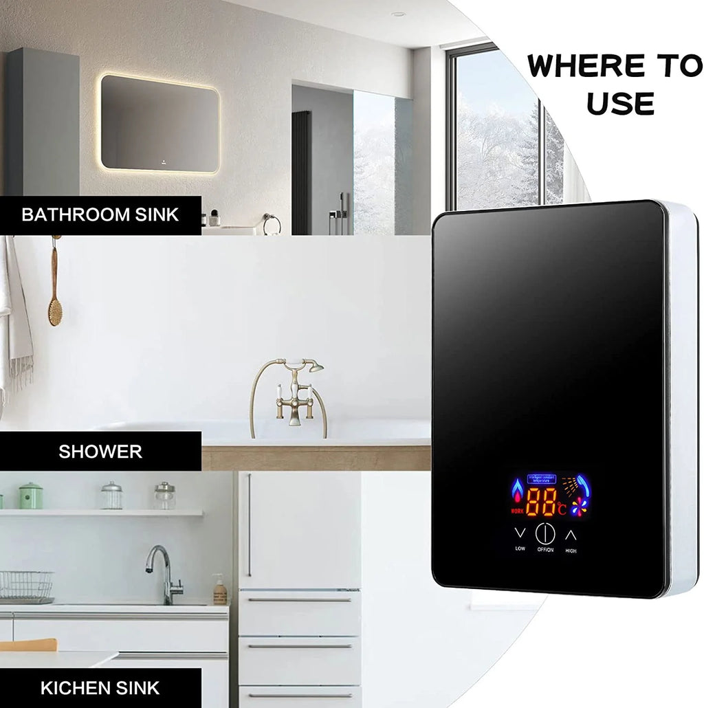 Black Compact Instant Hot Water Heater M1448