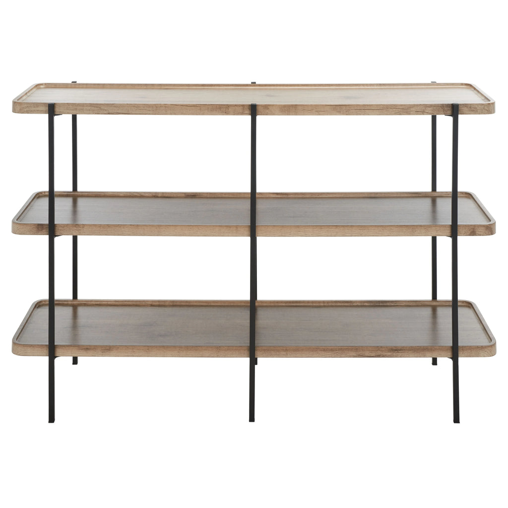 Oak Black 2 Shelf Console Table Q7794