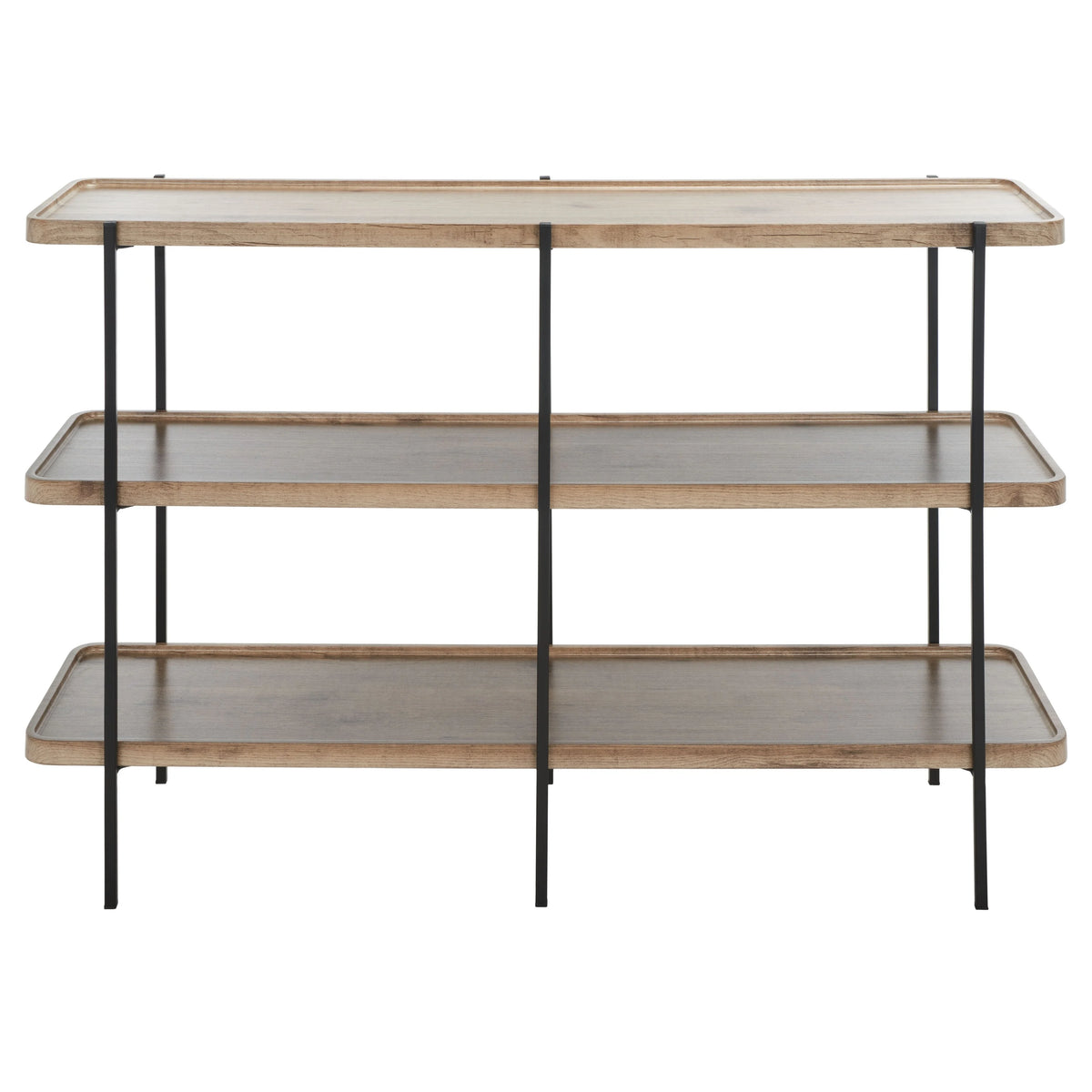 Oak Black 2 Shelf Console Table Q7794