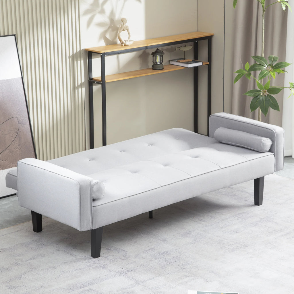 Linen Futon Sofa Bed with Armrests D608