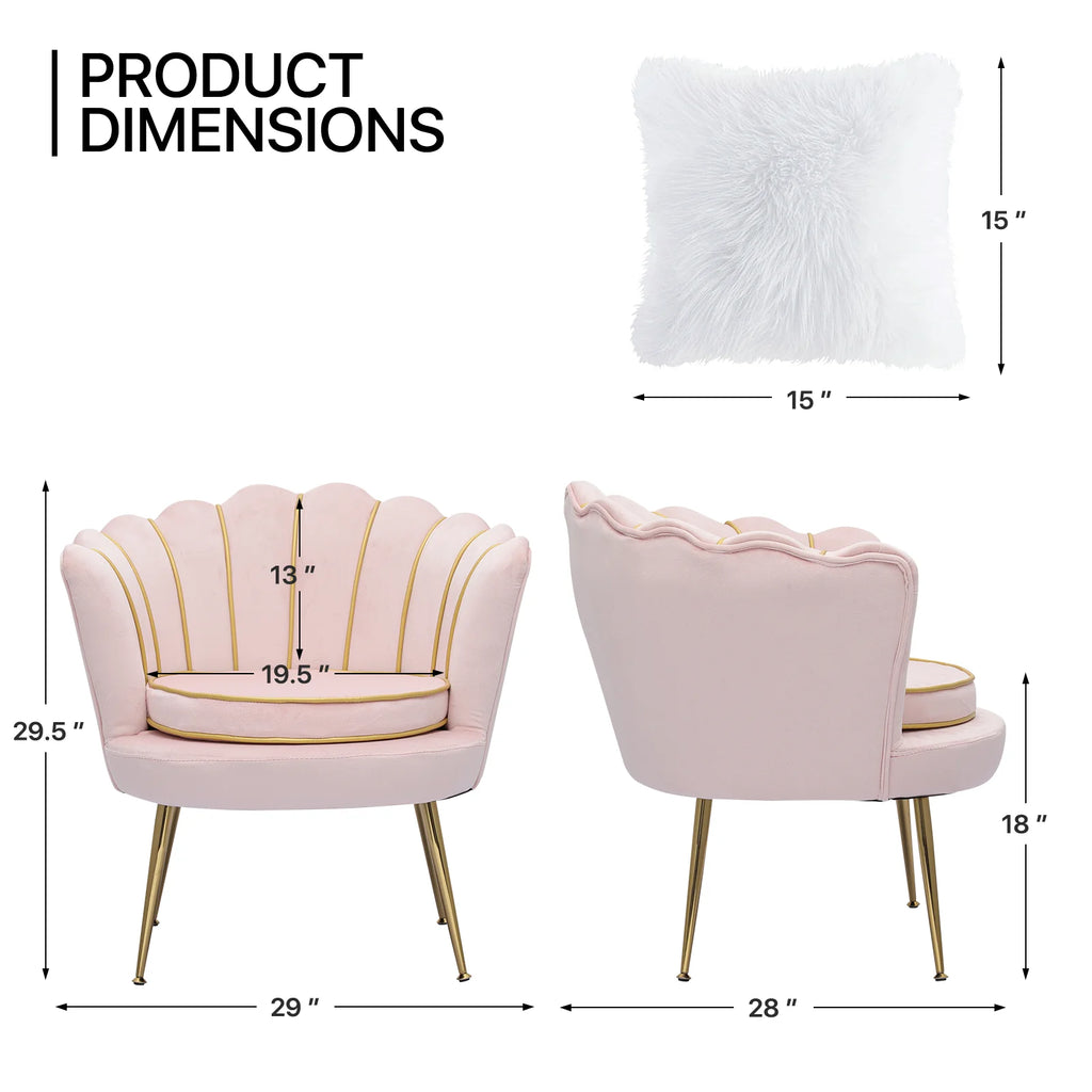 Light Pink Velvet Accent Chair with Pillow O9089