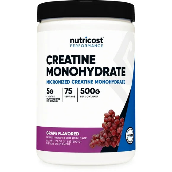 Micronized Creatine Monohydrate Powder, Grape, 500 Gram, Vegan, Non-GMO, Gluten Free Q960713