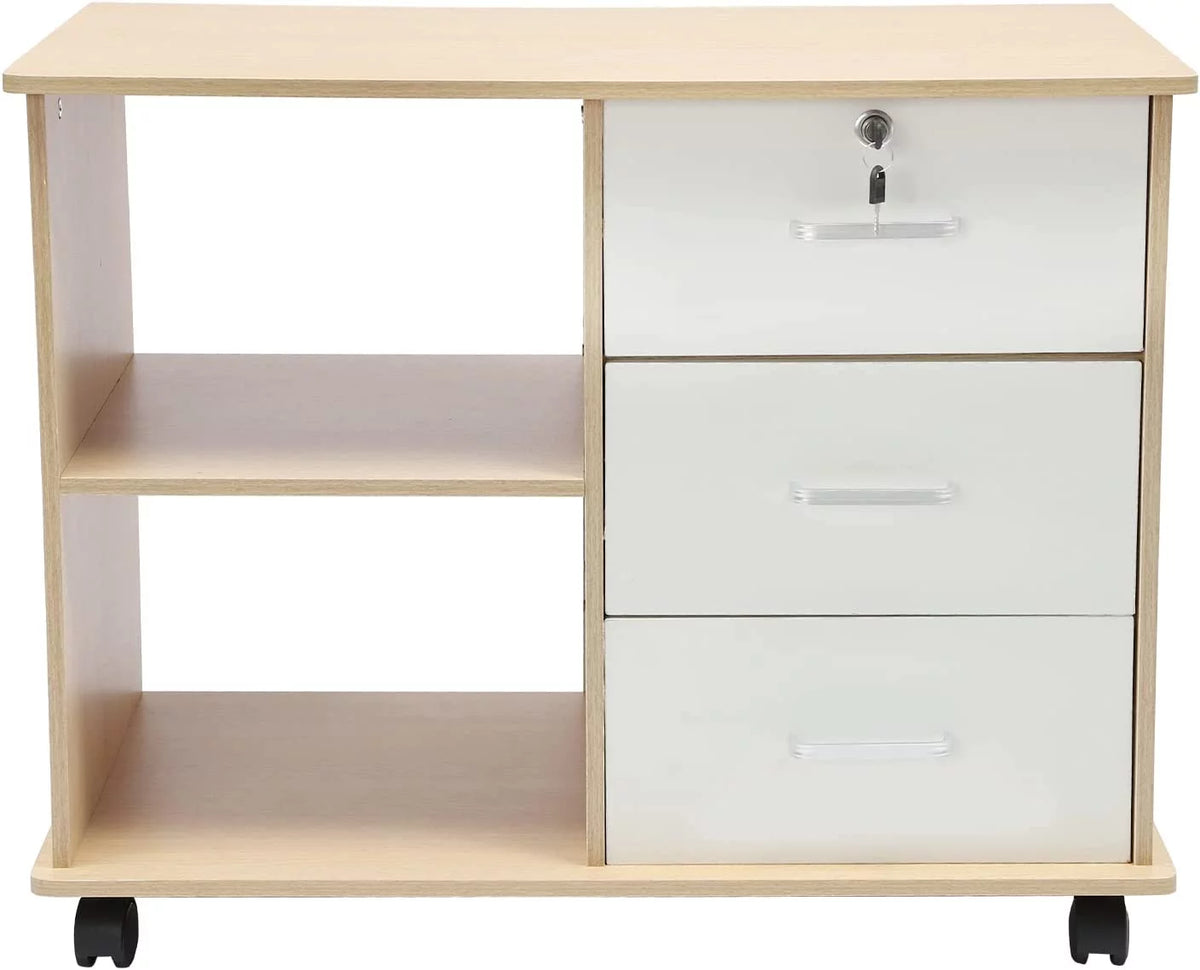 Mobile Lateral Filing Cabinet with Open Storage Shelves A23273