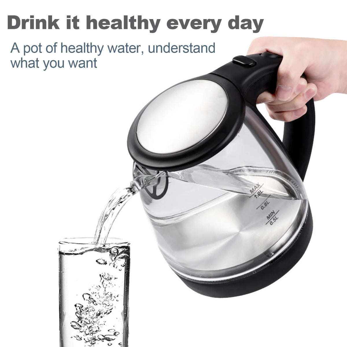 1000W High Borosilicate Glass Electric Kettle C414505