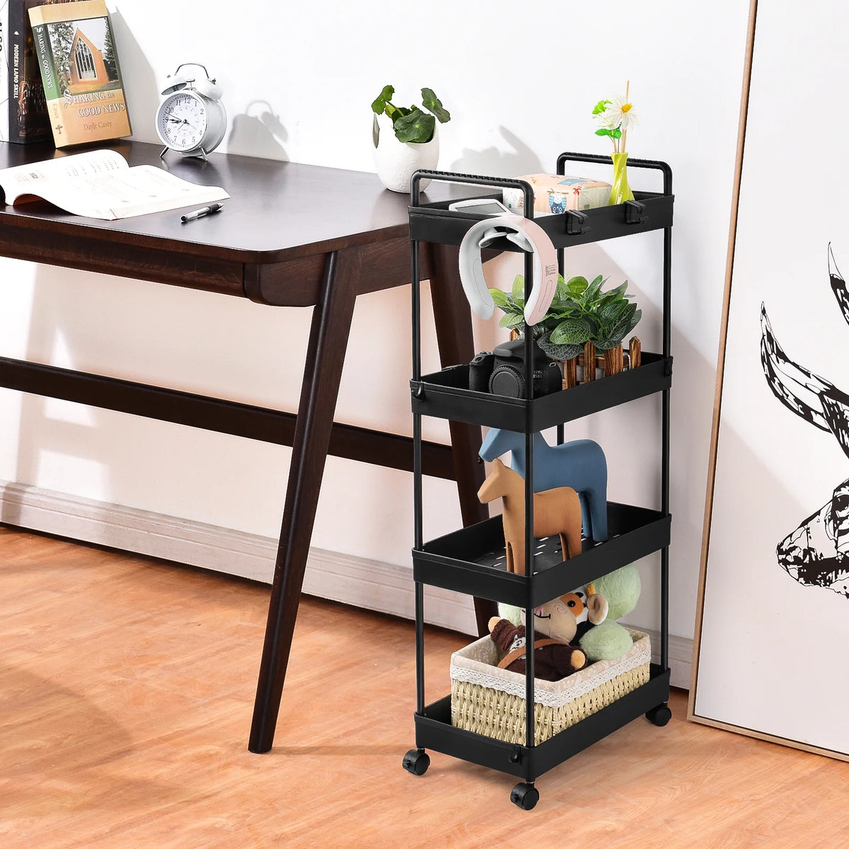 4 Tier Slim Storage Cart with Wheels, 2 Pack D400790