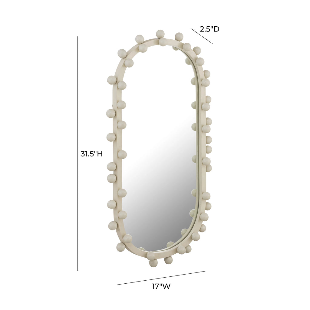 Ivory Oval Wall Mirror X97651