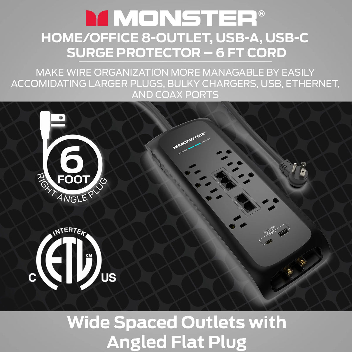 Black Heavy Duty Power Strip and Surge Protector E168