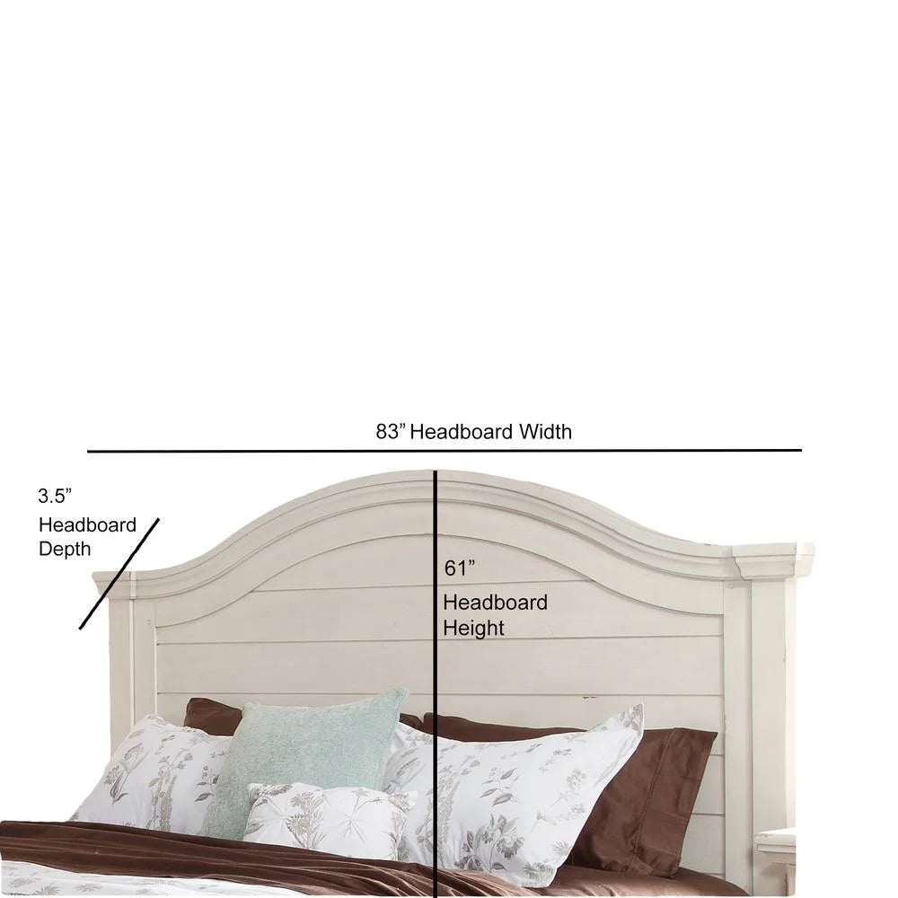 Antiqued White Wood King Panel Headboard T566734