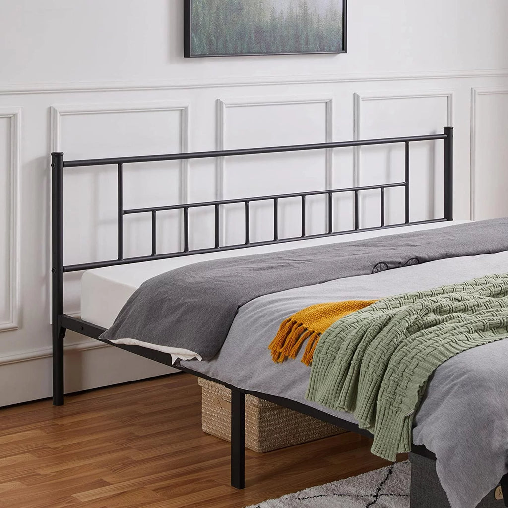 King Size Black Metal Bed Frame with Headboard and Footboard Q38623