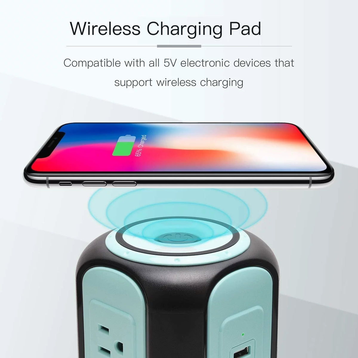 Blue Power Strip Tower with 9 Outlets 4 USB H7323