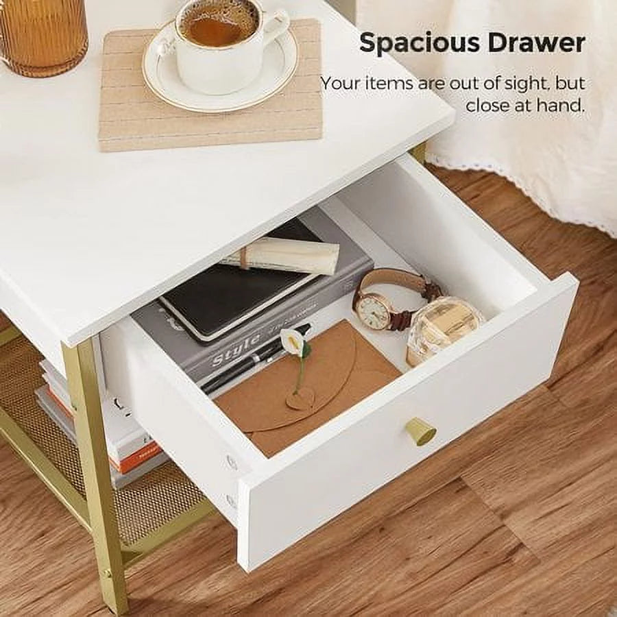 White Nightstand with Drawer P476347