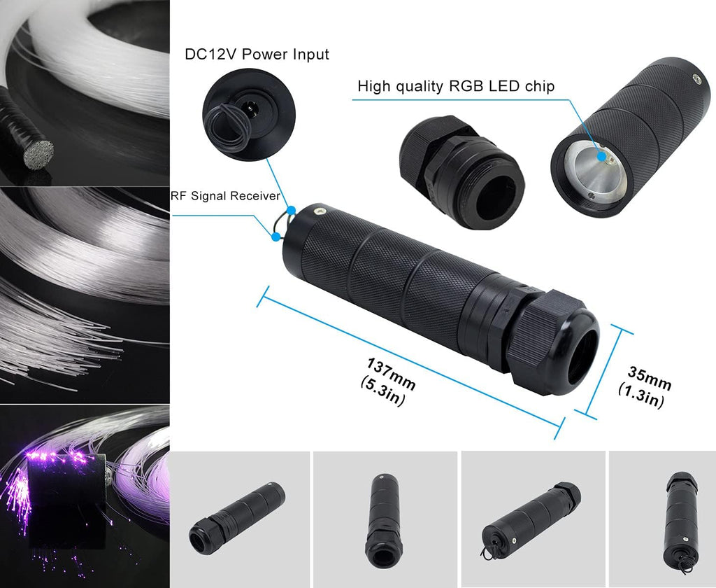 Car Use Bluetooth LED Fiber Optic Lights Star Ceiling Light Kit 450pcs 0.03in 6.5ft Optic Cable V6632