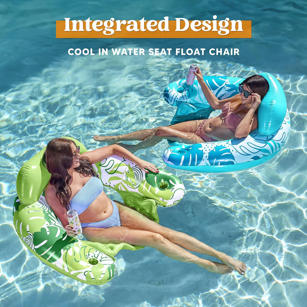 Inflatable Pool Chair Float with 2 Cup Holder I81264
