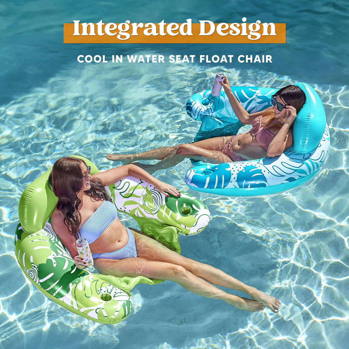 Inflatable Pool Chair Float with 2 Cup Holder I81264
