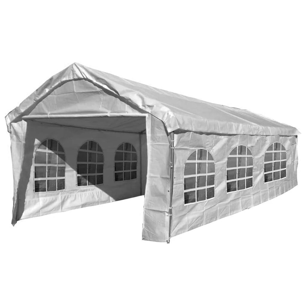 White 10X20 Canopy Tarp Set 5pc Valanced Tarp Kit Carport O2062