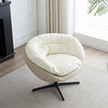 Swivel Sofa Barrel Chair, Two Tone Beige Gray and White I53915