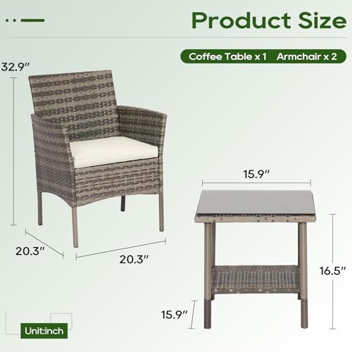 4-Piece Black Wicker Patio Furniture Set with Coffee Table B6523