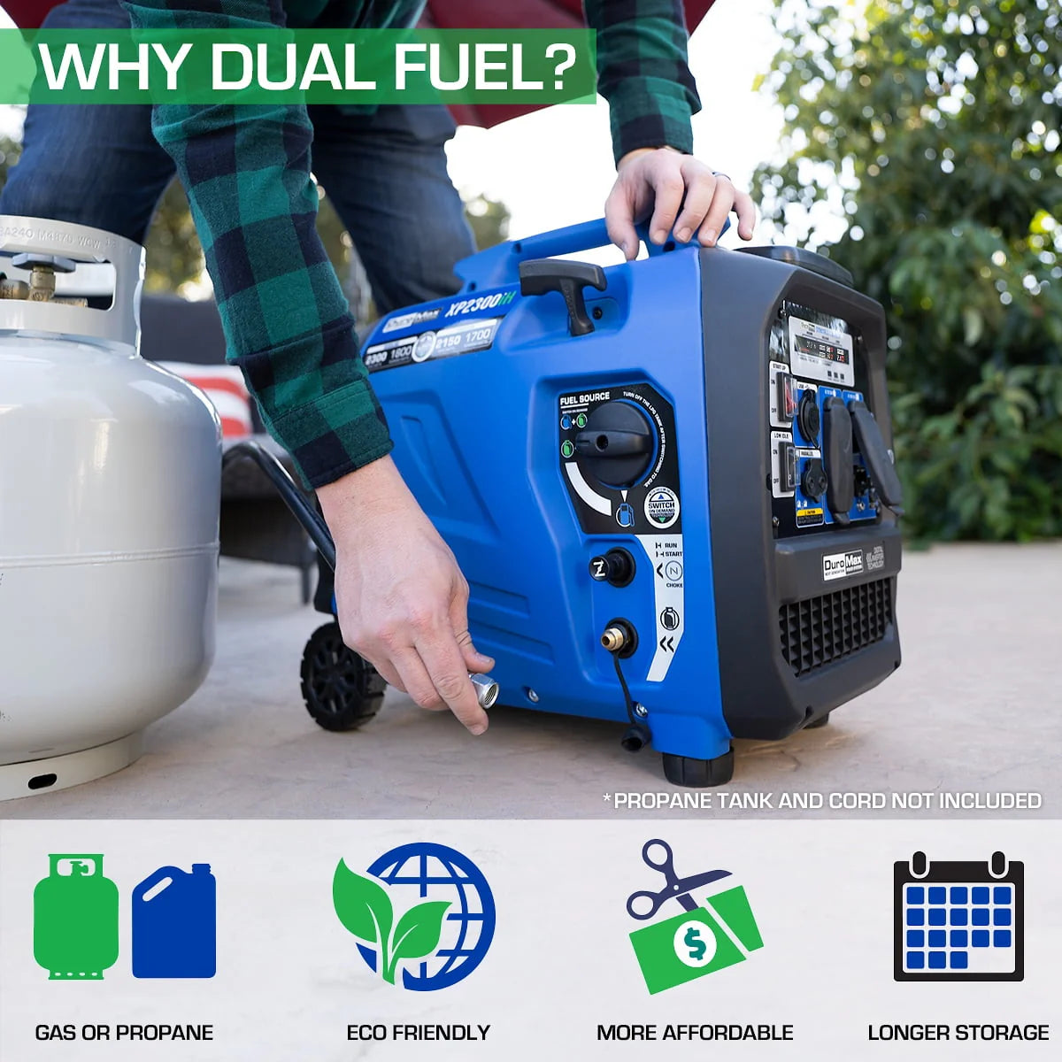 2300 Watt Dual Fuel Inverter Generator with CO Alert F716