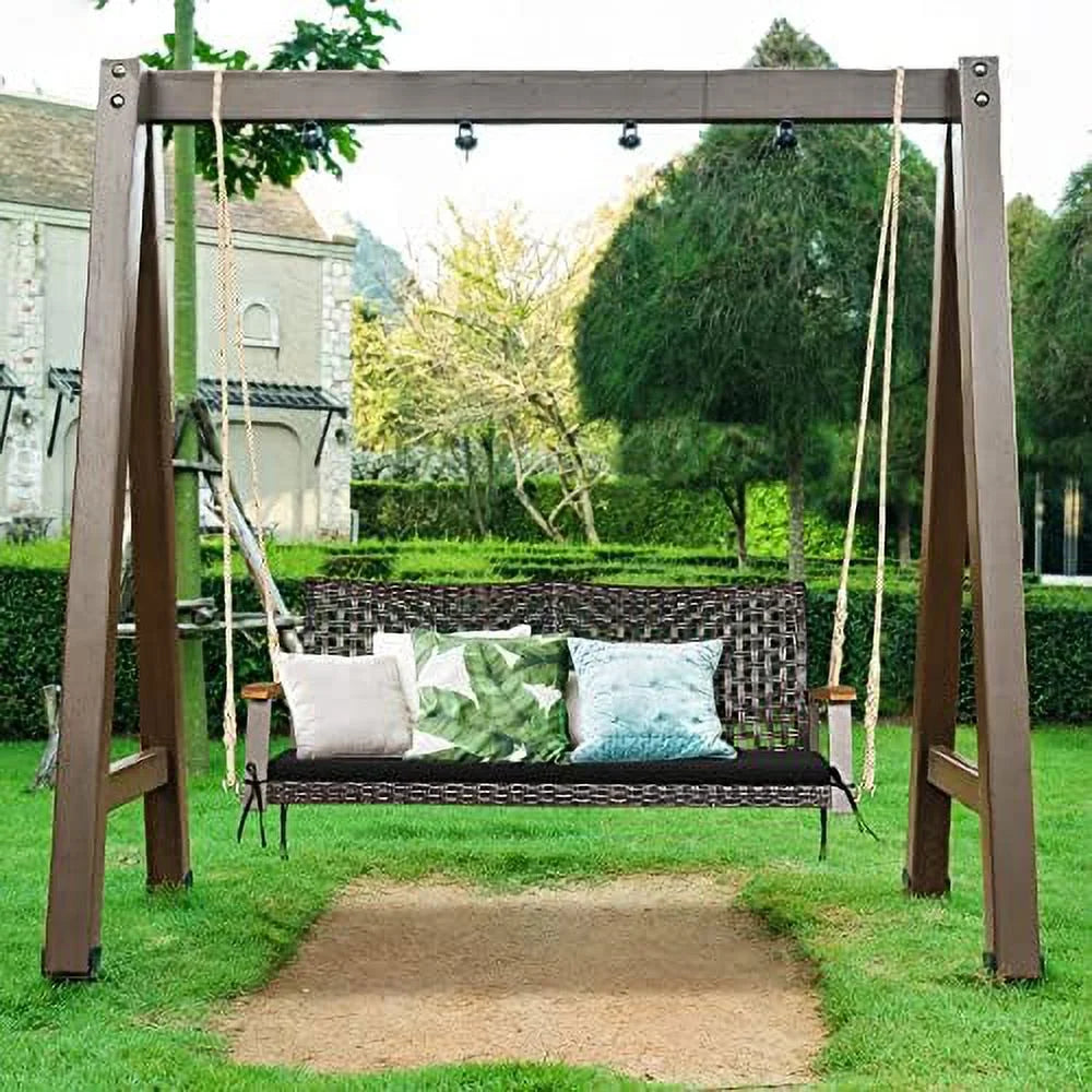 2-Seat Rattan Wicker Swing Chair with Seat Cushion Z623
