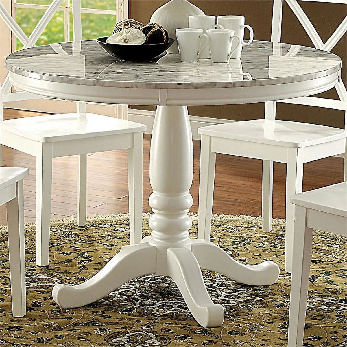 42-Inch White Wood Dining Table G35211
