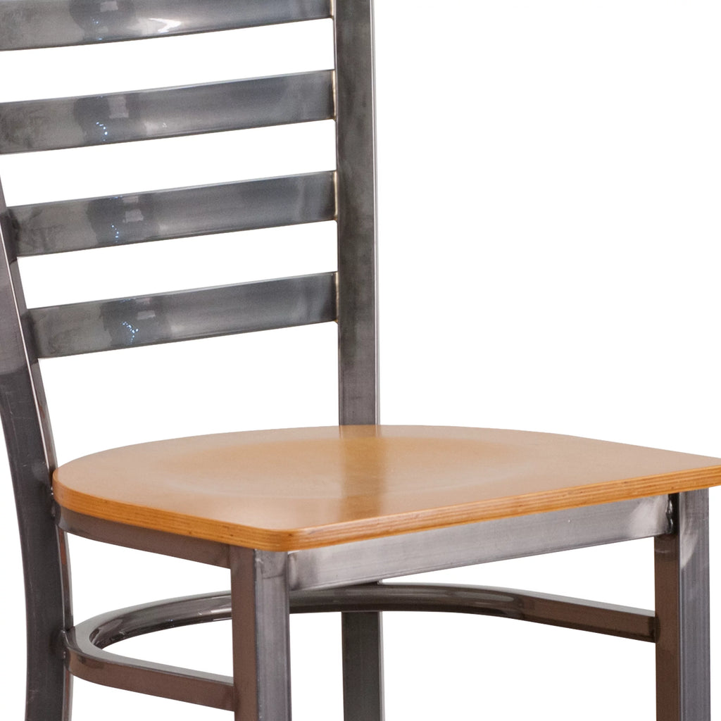 Clear Coated Metal Ladder Back Barstool Q48291