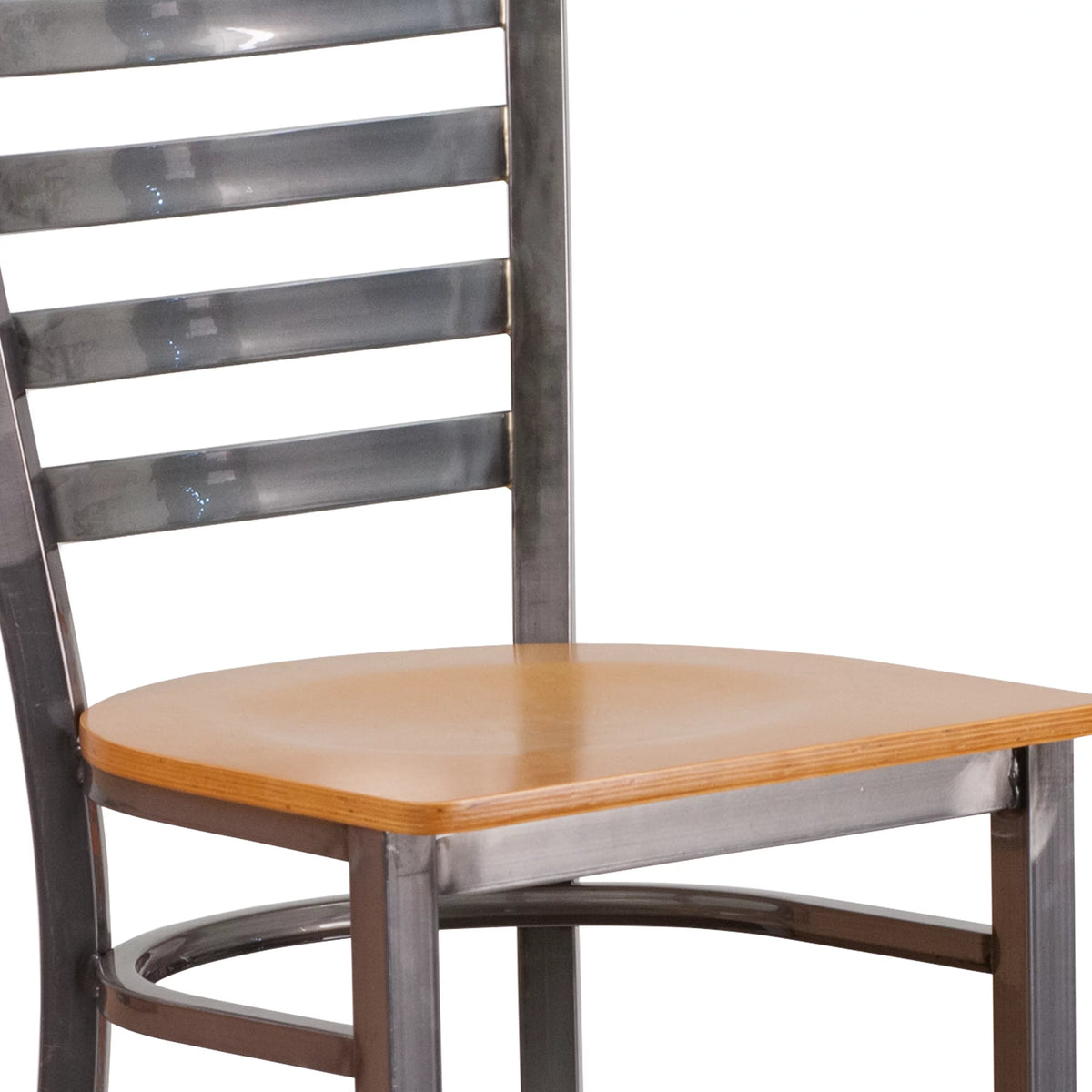 Clear Coated Metal Ladder Back Barstool Q48291