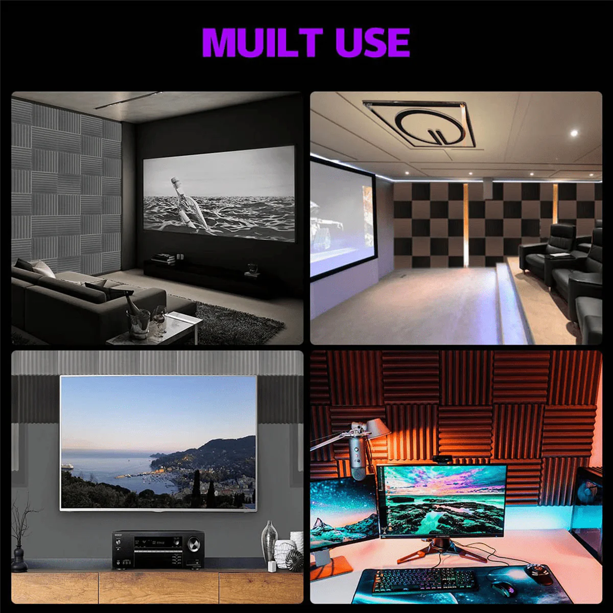 12 Pack Self-Adhesive Acoustic Panels Q471