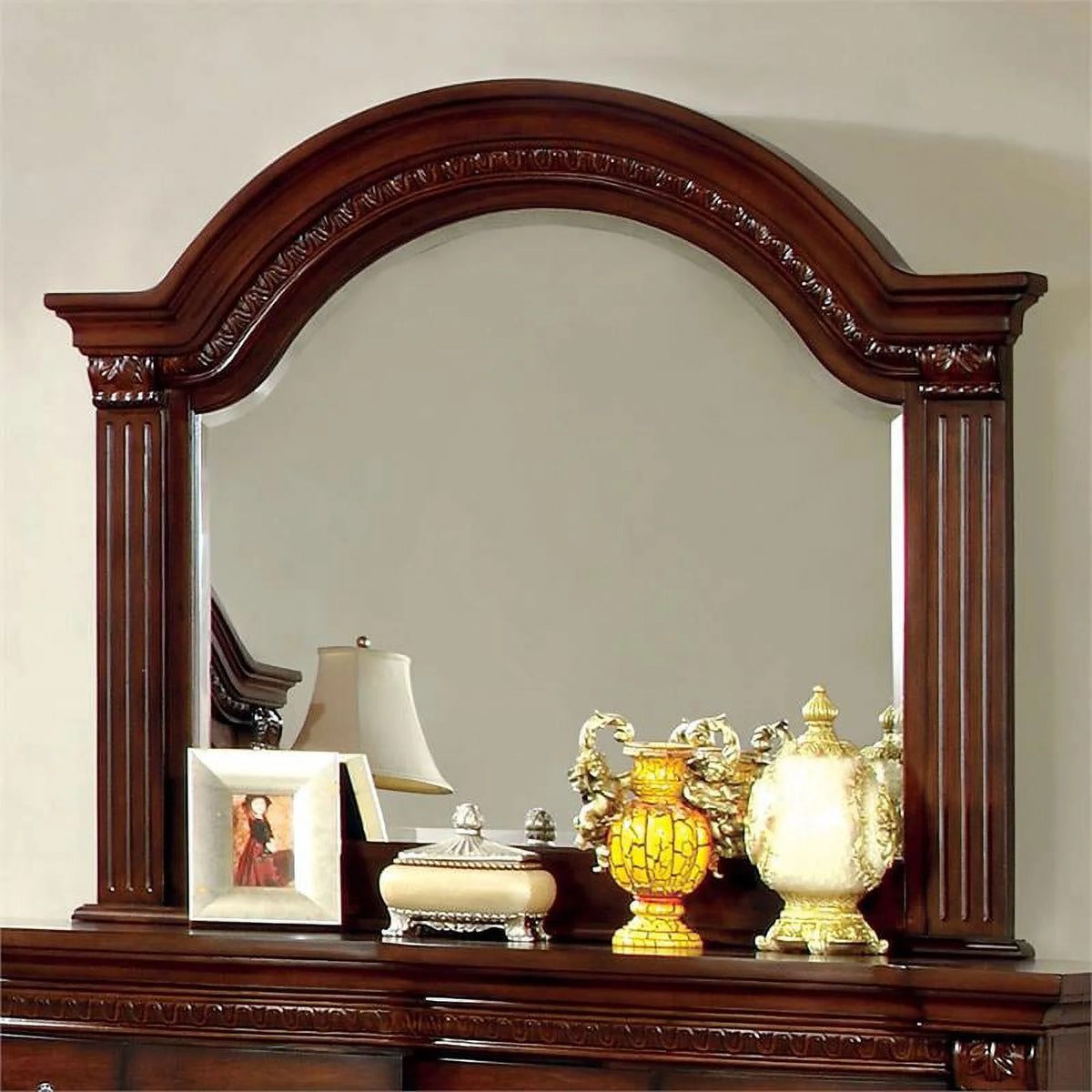 Cherry 2-Piece Wood Dresser and Mirror O37587